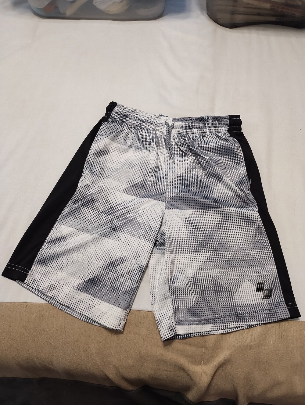 5/$25 Boy's Athletic Mesh Shorts in Black and White